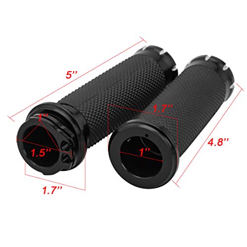 Lalaparts Pair 1" Black CNC Hand Grips Handlebar Compatible for Harley Touring Sportster Dyna Softail VRSC XL XR