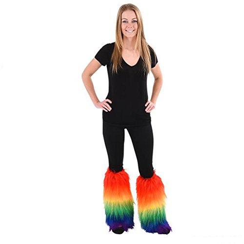 Rainbow Furry Fluffy Leg Warmers