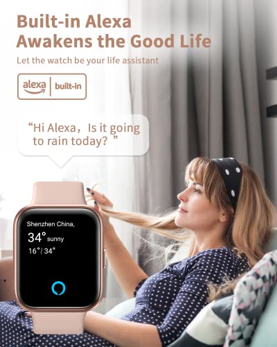 Smart Watch for Women, Answer/Make Call, Alexa Built-in 1.8" HD Fitness Watch with Heart Rate SpO2 Sleep Tracker, Ladies Smartwatch for iPhone Samsung Android, 120 Sport, 3ATM Waterproof Step Counter