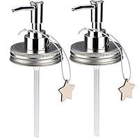 Sumille Mason Jar Liquid Soap Dispenser, 2 Pack DIY Pump Lid Set for Regular Mouth Glass Jar, Lotions Dispenser Replacement Kits for Kitchen Bathroom Home Decor