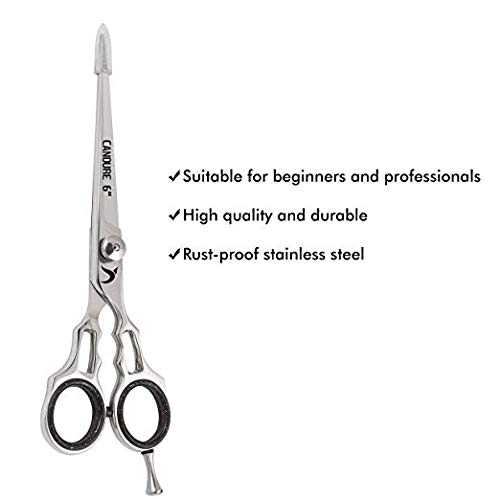 Candure Professional Barber Hair Cutting Scissors/Shears (6") Stainless Steel - Thumbnail 4