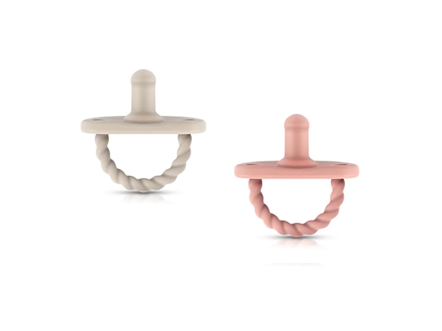 Sweetie Baby Pacifier The Ultimate Solution for Easy Breathing and Playful Comfort, Sensory Design and Triple Airflow Holes Set of 2 (Light Gray-Pink)