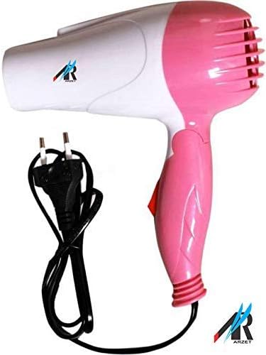 Arzet Professional Folding 1290-B Hair Dryer With 2 Speed Control 1000W Hair care For Women/Men NV-1290 1000W with 2 speed controller Hair Dryer (Pink)
