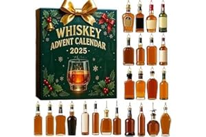 Whiskey Advent Calendar 2025, 24 Days of Whiskey Advent Calendar with 24 Mini Whiskeys Bottle Ornaments, A Daily Tasting Jour