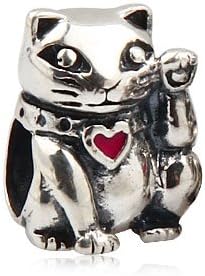 Hoobeads Jewelry Animal 925 Solid Sterling Silver Charm Pig&amp;owl&amp;cat&amp;puppy Dog&amp;horse&amp;seahorse&amp;turtle&amp;rabbit (Lucky Cat)