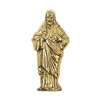 Deco 89 (Sacred Heart of Jesus Brass Plaque with Wall Hanger, 6" H x 3" W