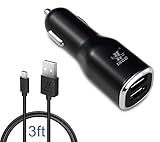[Car Charger + MicroUSB Cable] iXCC® 24 Watt 4.8 Amp Dual USB SMART Universal High Capacity [High Power] [Small Size] FAST Car charger with Exclusive ChargeWise (tm) Technology, for Apple iPhone 6/ 6 plus/ 5s/ 5c/ 5; iPad Air 2/ iPad Air; iPad mini 3/ iPad mini 2/ iPad mini; iPod; Samsung Galaxy S6 / S6 Edge / S5 / S4; Note Edge / Note 4 /Note 3 /Note 2; the new HTC One M8/ M9; Google Nexus and More Including High Quality 3ft Micro USB Cable for Devices with Micro USB Port [Black]