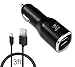 iXCC 4.8Amp 24W Dual USB Car Charger Bundle with 3-feet Micro USB Cable for Android Smartphones and Tablets - Black