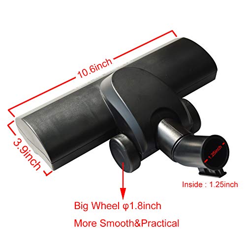 EZ SPARES Universal Vacuum Cleaner Turbo Floor Brush Head 1 1/4" 32mm Turbo Brush with Longer Wiper Hardwood Flooring Big Wheel Fits Most Vacuum Brands - Thumbnail 2