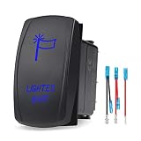 WATERWICH Lighted Whip Illuminated Rocker Toggle Switch Waterproof Jumper Wires Set DC 20A 12V/10A 24V 5pin ON-Off/SPST Rocker Switch Auto Truck Boat Marine RV Off Road (Blue)