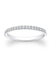 Clara Pucci - Anillo de compromiso de diamantes de imitación de corte redondo de 0,65 quilates, oro blanco de 14 quilates, circonita cúbica para mujer