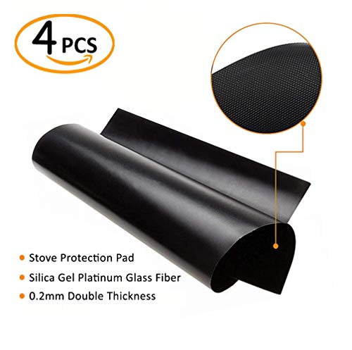 4 Pcs Gas Stove Burner Covers + 2 Pcs Silicone Kitchen Stove Counter Gap Cover - Heat Resistant Gas Range Protectors Reusable Dishwasher Safe, Easy to Clean and Cut