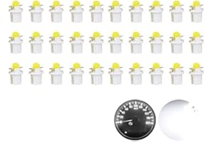 OtpOutopa Guage Cluster Speedometer Light Bulbs Super Bright 17 18 27 37 58 86 2721 Bulb T5 B8.5d COB 1SMD Led Dashboard Dash Cluster Speedmeter Instrument Panel LED Light Bulbs (White,30PCS)