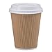 NYHI Pack of 100 8 oz Paper Cups with lids Coffee Cups Disposable BPA Free Insulated Ripple Kraft Paper Cups To go Cups for Hot or Cold Drinks Office Home Canteen Party Travel (Brown)