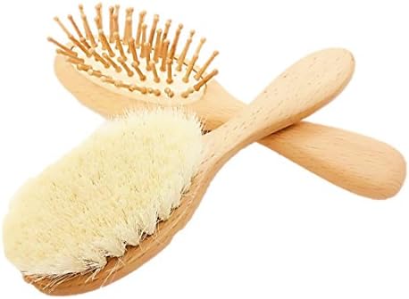 St Ts ベビー用 ヘアブラシ 山羊毛 櫛セット ベビーブラシ 新生児 乳児 赤ちゃん用 ヘアーブラシ クシ 出産祝い ギフト プレゼント