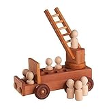 Fire truck with fire brigade, Wooden car, Baby toy