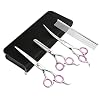 GEMEK Pet Cat Dog Grooming Scissors Set 4 Pieces Stainless Steel Professional Pet Trimmer Kit – 7.5 inch Straight…