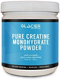 Glacier Nutrition Pure Creatine Monohydrate Powder - 500 grams - No Fillers or Artificial Ingredients