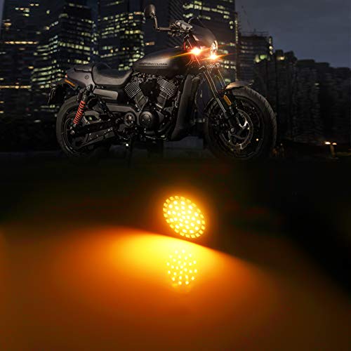 Miniclue 2-Inch White/Amber Switchback 1157 LED Front Turn Signal Light Bulbs For Harley Davidson,Full Can-bus No Hyper Flash No Resistor Required Replacements