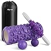 Glymnis-4-in-1-Foam-Rollers-for-Deep-Tissue-Muscle-Relax-Massage-with-1-Massage-Stick-and-2-Massage-Balls-Lightweight-Trigger-Point-Massage-Fitness-Physio-Gym-Purple Glymnis 4 in 1 Foam Rollers for Deep Tissue Muscle Relax Massage with 1 Massage Stick and 2 Massage Balls Lightweight Trigger Point Massage Fitness Physio Gym (Purple)
