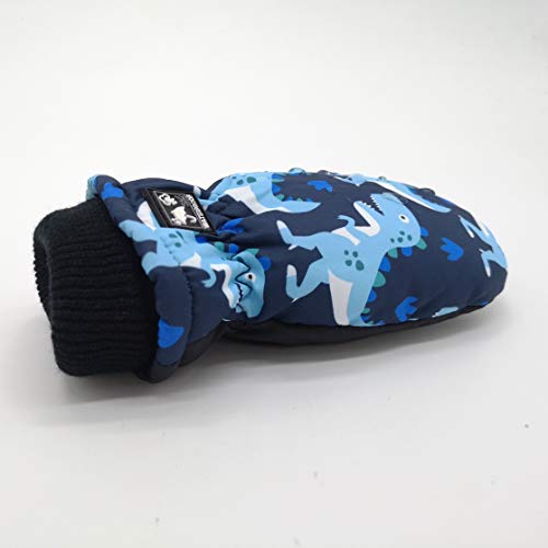 Highcamp Winter Waterproof Ski Snow Mittens for Infants Toddler Kids Boys Girls (Dino, 0-2 Years)