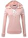 JayJay Women Striped Basic Lightweight Pullover Hoodie Sweatshirt with Contrast String