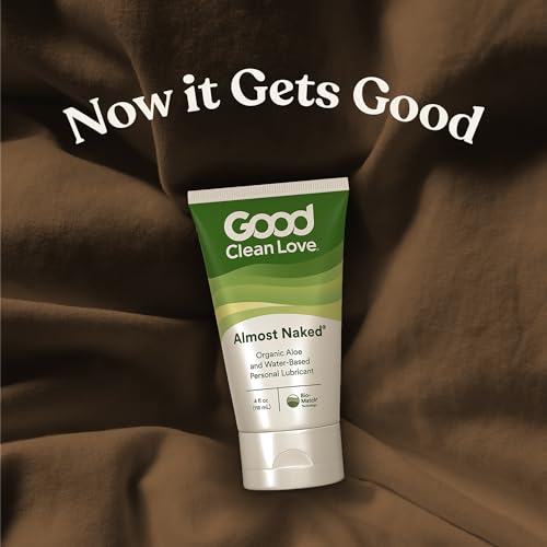 Good Clean Love Almost Naked Water-Based Lube, Personal Lubricant with Organic Aloe Vera, Safe for Adult Toys & Condoms, pH-Balanced, Clean Intimate Wellness Gel for Men & Women, 4 Oz