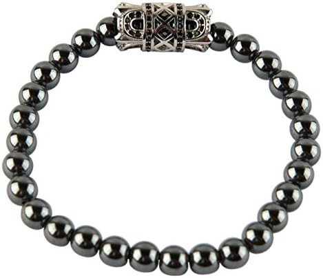 vexed soul Hematite Bead Bracelet with 316L Stainless Steel Fleur De Lyes Cross Barrel