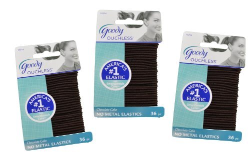 Set of 108 Goody Ouchless Hair Elastic Ponytail Holder Chocolate Cake (3 Pack, 36 pcs in one pack)