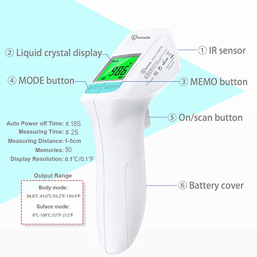 Non Contact Forehead Thermometer for Adults Baby，Infrared No Touch Digital Thermometer for Kids Infant Humans with Fever Alarm, Accuracy Instant Readings and LCD Display