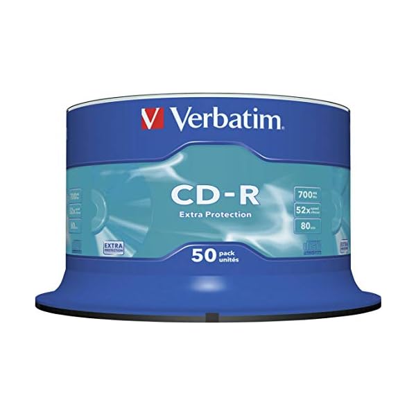 Verbatim CD-R Extra Protection, CD-Rohlinge mit 700 MB Datenspeicher, ideal für Foto- und Video-Aufnahmen, kompatibel mit jedem konventionellen CD-Laufwerk, 50er Pack Spindel