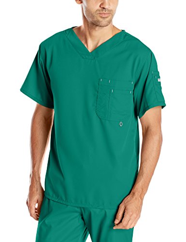 Grey's Anatomy Men's Modern Fit V-Neck Scrub Top, Hunter, Large