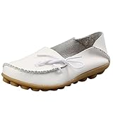 Mordenmiss Women's Casual Solid Color Moccasins Leather Loafer Shoes