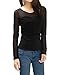 Allegra K Women Long Sleeve Slim Fit See Through Mesh Tops T-Shirts, Medium / US 10, Black