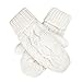 HDE Womens Winter Gloves Crochet Twist Cable Knit Hand Warmer Mittens,White,One Size