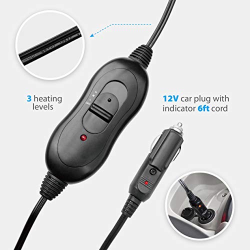 image for Elantrip Machine Washable Electric Heated Blanket 12 Volt for Car Vehi