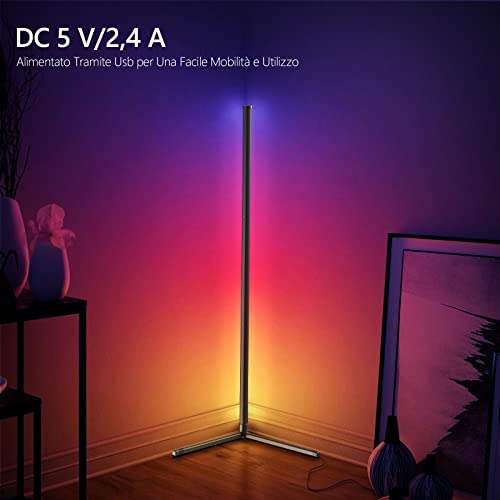 bedee Lampada da Terra Dimmerabile, Piantana Lampada con Bluetooth APP e Telecomando, Lampade da Terra Moderna RGB 1600W Cambia Colore con Sincronizzazione Musicale per Soggiorno, Camera da Letto