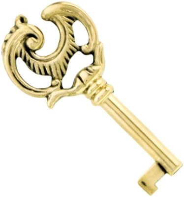 Small Fancy Solid Brass Drawer Key. Curio Cabinet Key