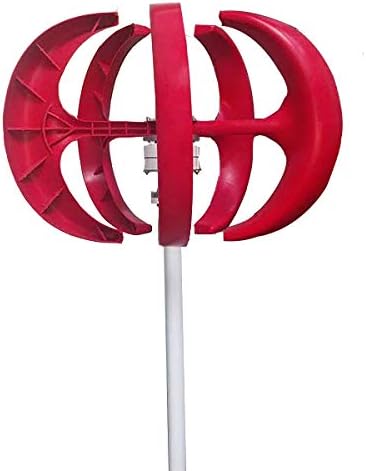 Raenhero Vertical Red and White Wind Turbine Generator 400W 5 Blades with Low Noise Below 40 Db,12V