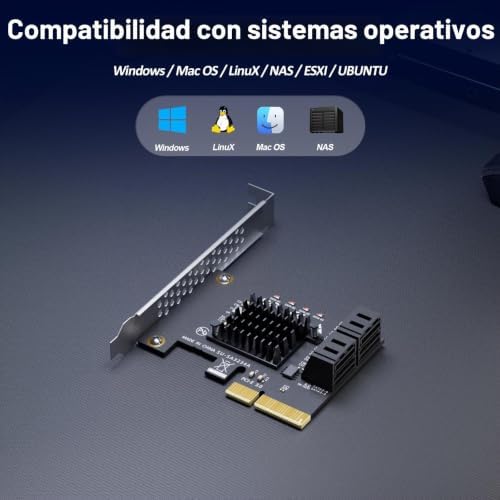 SA3234-C 4 portas placa de expansão PCIe X4 SATA com cabos SATA e de alimentação, compatível com Windows, Linux, Mac OS, NAS