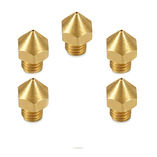 BALITENSEN 5pcs 3D Printer MK10 Nozzle 0.4mm Brass M7 Thread Nozzle for Flash Forge/Dremel/Wanhao 1.75mm Filament ABS PLA