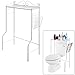 MyGift White Metal Over The Toilet Standing Shelf with Vintage Scrollwork Accents and Magazine Basket, Freestanding Bathroom Space Saver Organizer Rack
