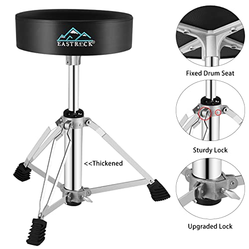 EASTROCK Drum Throne Adjustable Height Padded Drum Stool Seat Portable