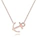 ELBLUVF 18k Silver Gold Rose Gold Plated Stainless Steel Women Sideways Anchor Pendant Necklace 18inches Choose Colors