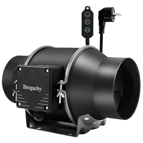 Brogachy Extractor Fan 150 mm with PWM Controller, extractor fan 689 m³/h,Three Phase EC Motor Extraction Fan, For Bathroom, Booster, Grow Tent, Garage, Cucina.……