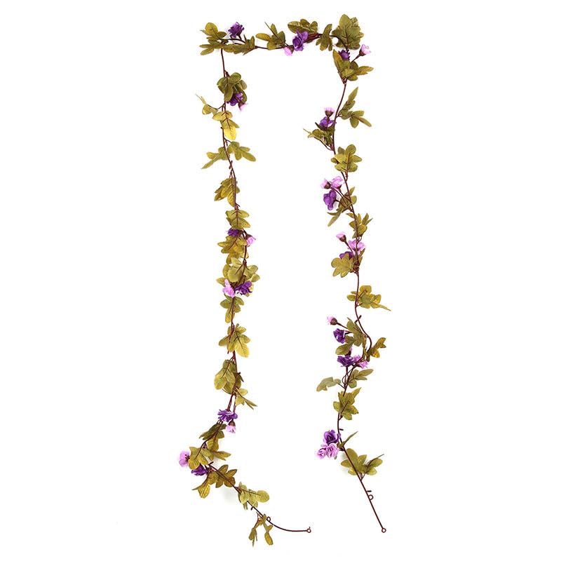 Warmiehomy Artificial Flower Garland 7FT Fake Rose Vines Garlands Hanging Floral Plant with 42 Flowers for Wedding Home Party Garden Craft Art Wall Room Decoration, Purple