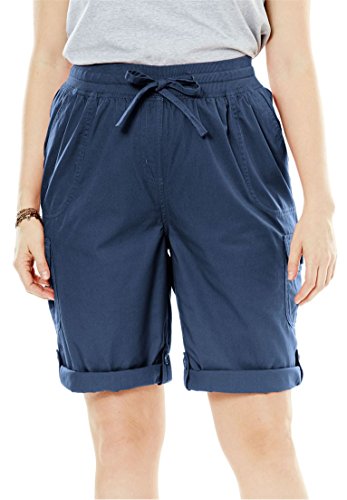 Woman Within Women's Plus Size Shorts With Convertible Tabs Navy,20 W