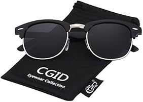 CGID Inspired Half Frame Horn Rimmed Polarized Sunglasses with Metal Rivets