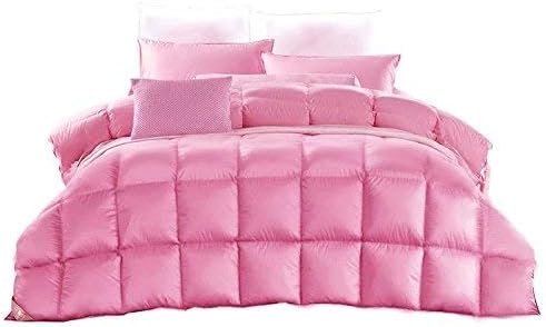 Amazon Com Solid Color Goose Down Comforter Simple Luxury Quilt Premium Pinch Pleat Design Less Noise Warm Fluffy With Cotton Cover Lightweight Comforter For Winter King Queen Pink 220x240cm 87x94inch Home Kitchen