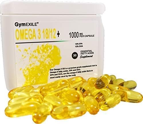 Omega 3 Fish Oil 1000mg, 30 Capsules 18EPA 12DHA 1 Month Supply Contains Vitamin e Essential Fatty Acid Supplement Tablets Pills